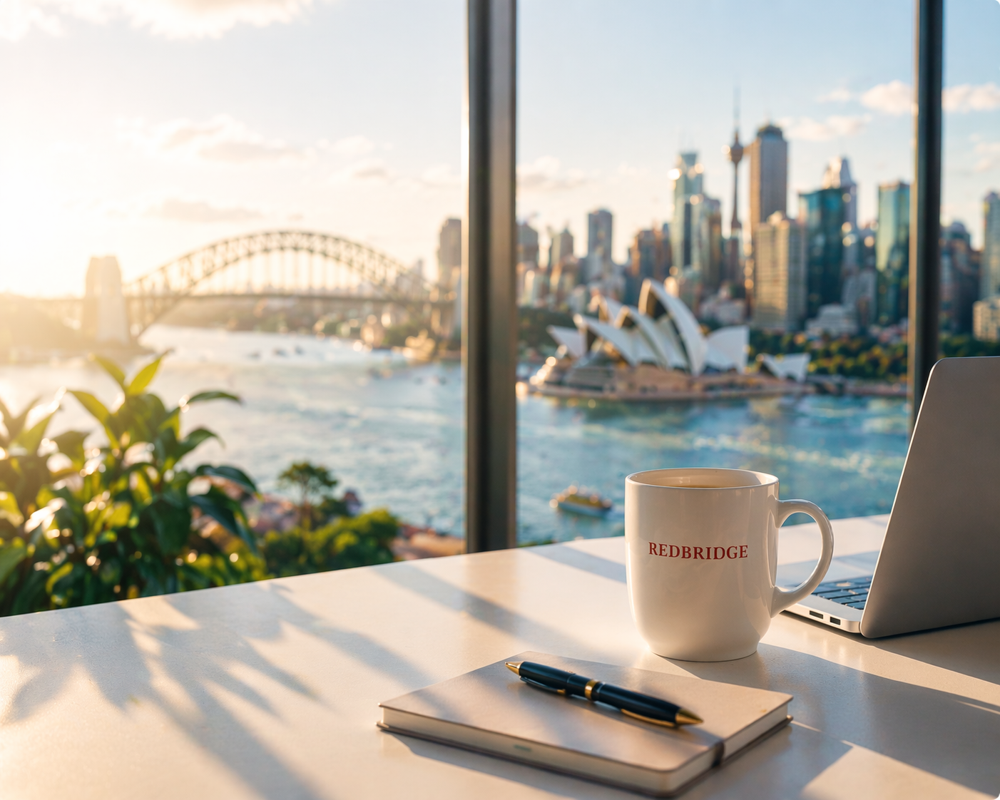 RedBridge desk overlooking Sydney Harbour